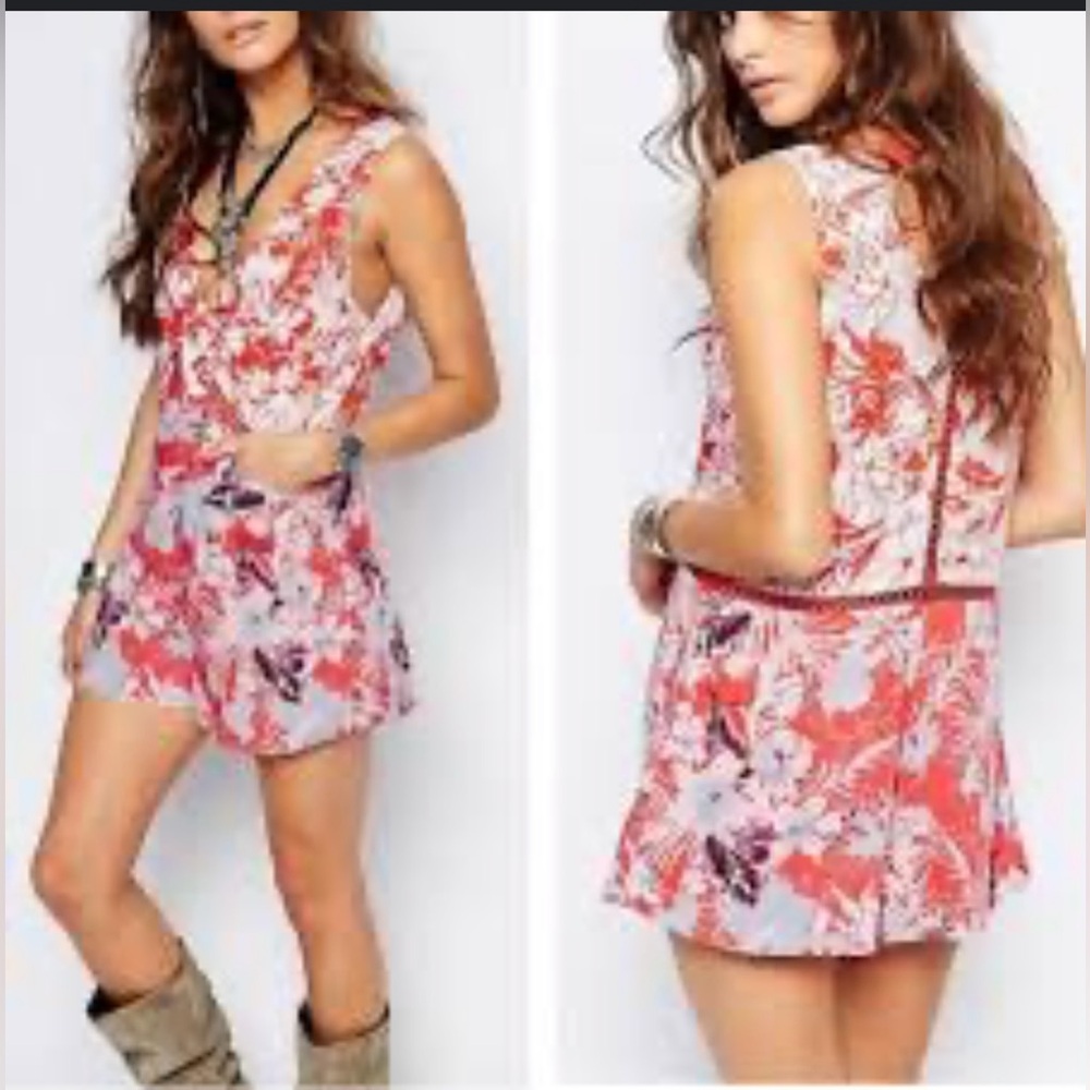 Free People Floral Sleeveless Romper size medium